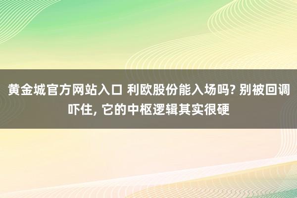 黄金城官方网站入口 利欧股份能入场吗? 别被回调吓住， 它的中枢逻辑其实很硬