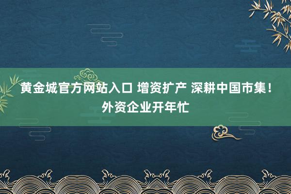黄金城官方网站入口 增资扩产 深耕中国市集！外资企业开年忙