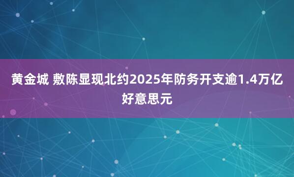 黄金城 敷陈显现北约2025年防务开支逾1.4万亿好意思元