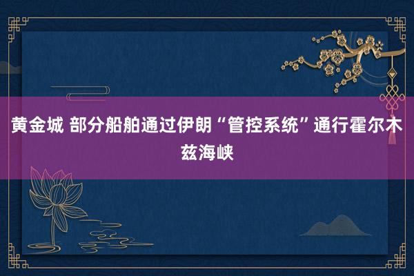 黄金城 部分船舶通过伊朗“管控系统”通行霍尔木兹海峡