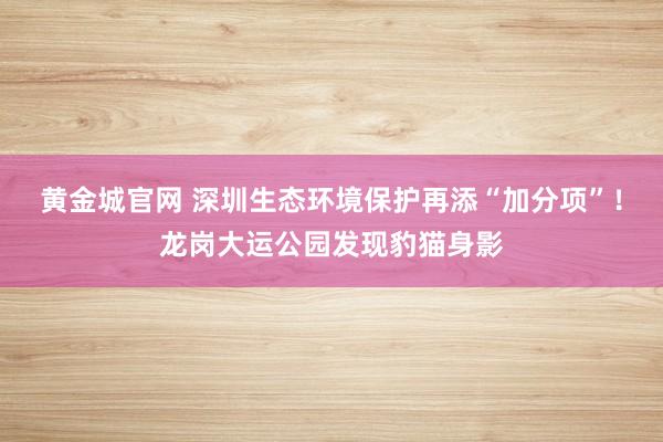 黄金城官网 深圳生态环境保护再添“加分项”！龙岗大运公园发现豹猫身影