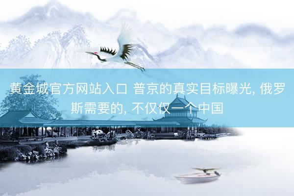 黄金城官方网站入口 普京的真实目标曝光， 俄罗斯需要的， 不仅仅一个中国