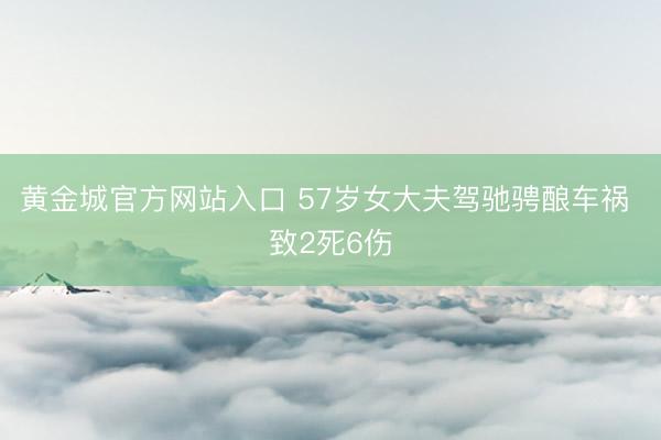 黄金城官方网站入口 57岁女大夫驾驰骋酿车祸 致2死6伤