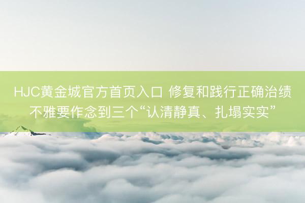 HJC黄金城官方首页入口 修复和践行正确治绩不雅要作念到三个“认清静真、扎塌实实”