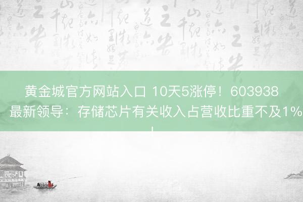 黄金城官方网站入口 10天5涨停！603938，最新领导：存储芯片有关收入占营收比重不及1%！