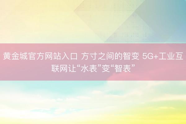 黄金城官方网站入口 方寸之间的智变 5G+工业互联网让“水表”变“智表”