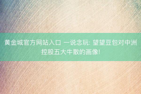 黄金城官方网站入口 一说念玩: 望望豆包对中洲控股五大牛散的画像!