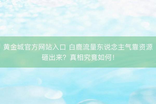 黄金城官方网站入口 白鹿流量东说念主气靠资源砸出来?真相究竟如何!