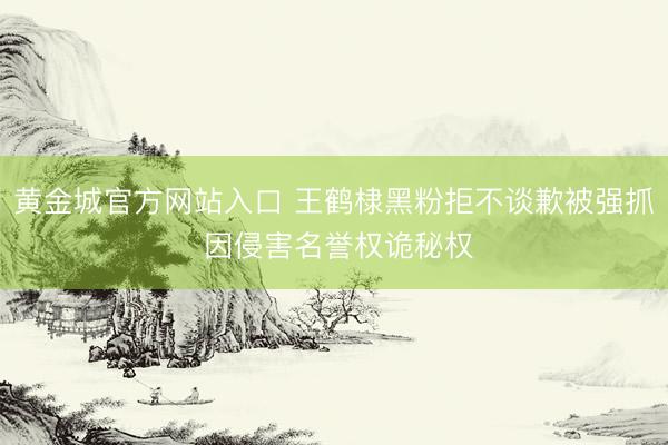 黄金城官方网站入口 王鹤棣黑粉拒不谈歉被强抓 因侵害名誉权诡秘权
