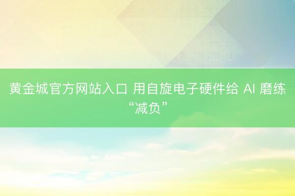 黄金城官方网站入口 用自旋电子硬件给 AI 磨练“减负”